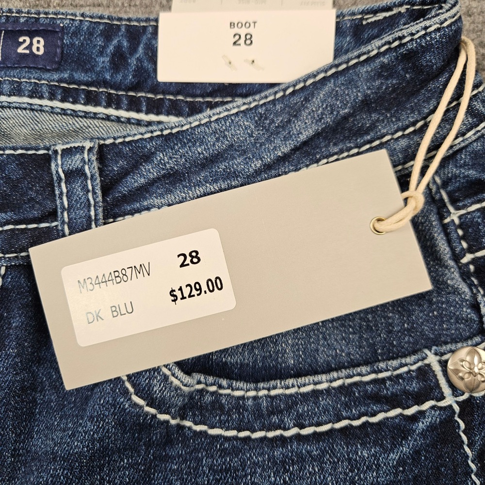 Miss Me Mid-Rise Bootcut Jeans 28x32 Dark Wash Embellished M3444B87MV NEW - Picture 7 of 11